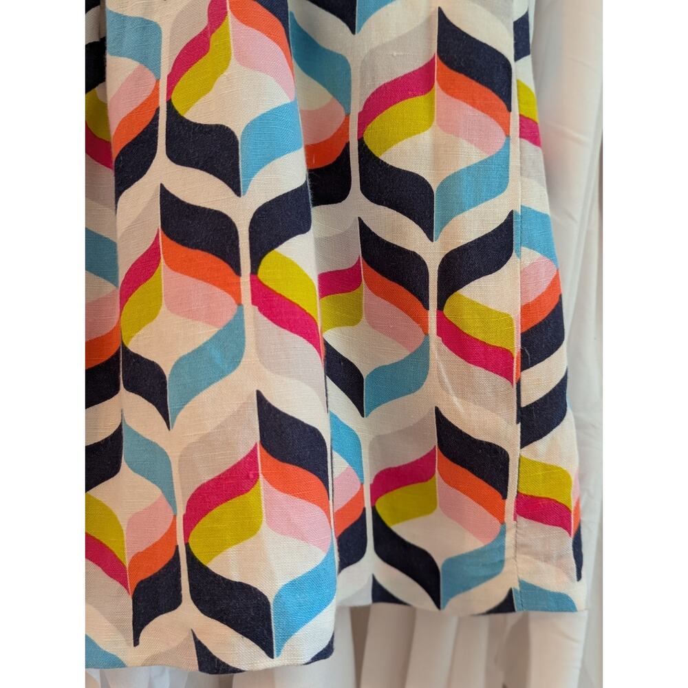 Cynthia Rowley Size 10 Linen Blend Lined Pleated Knee Length Skirt Pockets - Picture 5 of 16